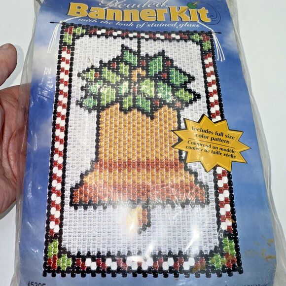 The Beadery Christmas Holly Bell Beaded Banner Kit Look of Stained Glass R81773 - Picture 4 of 8